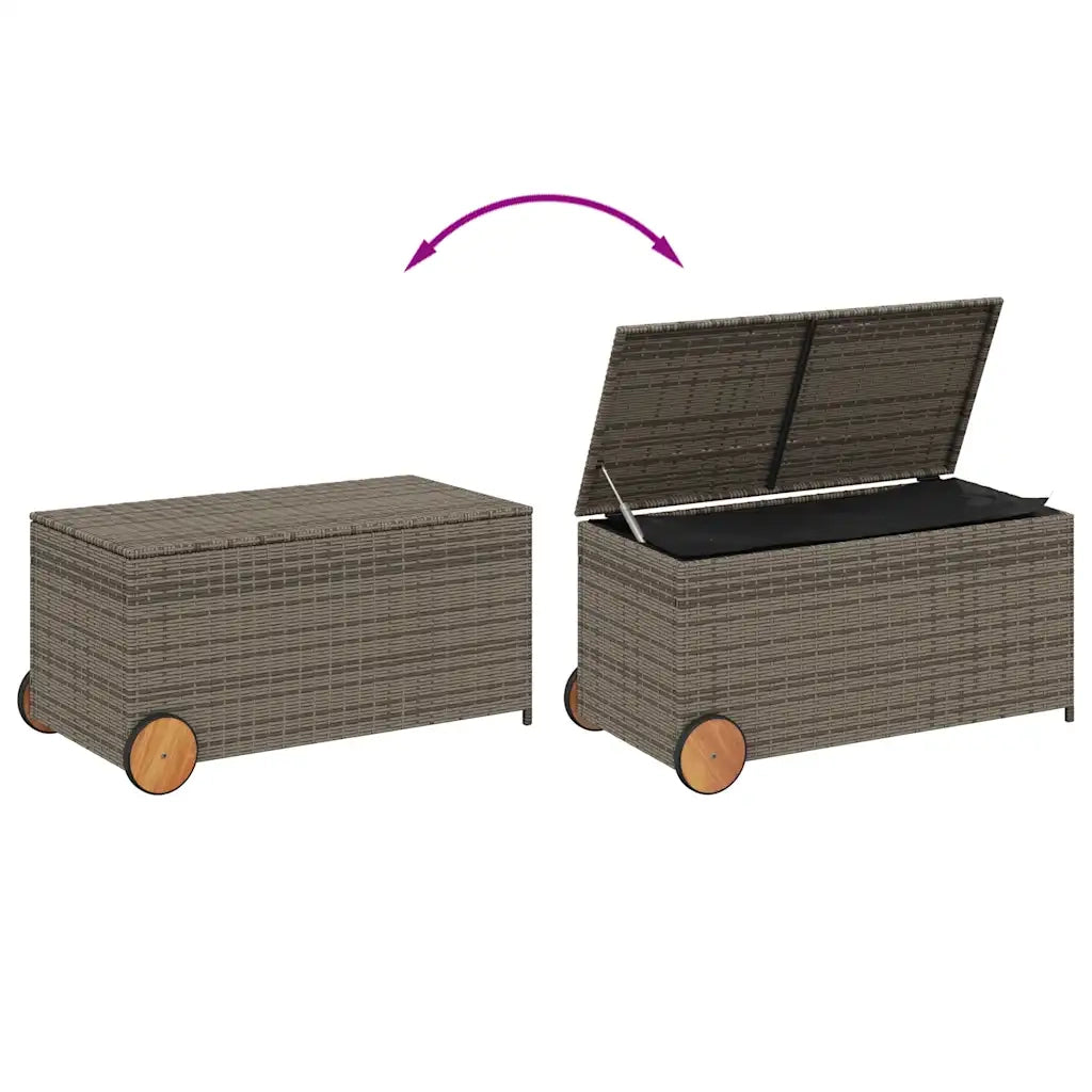 Contenitore da Giardino con Ruote Grigio 190L in Polyrattan CFW2445477