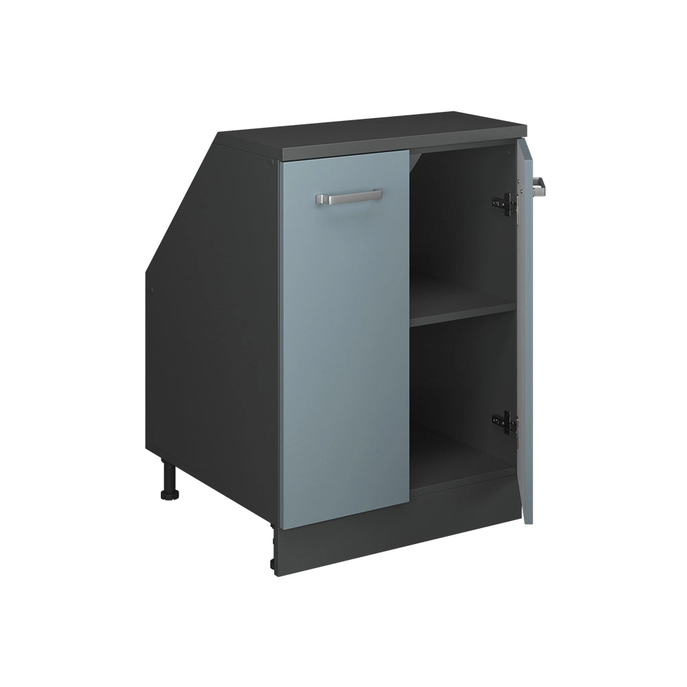 Mobile cucina sottotetto R-Line Grigio-blu/Antracite 60 cm con 2 porte, carcassa 60 cm profondità Vicco