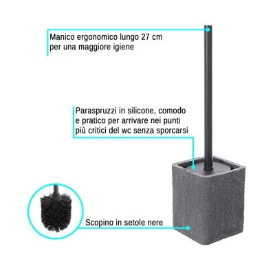 Scopino bagno da appoggio grigio in resina effetto pietra