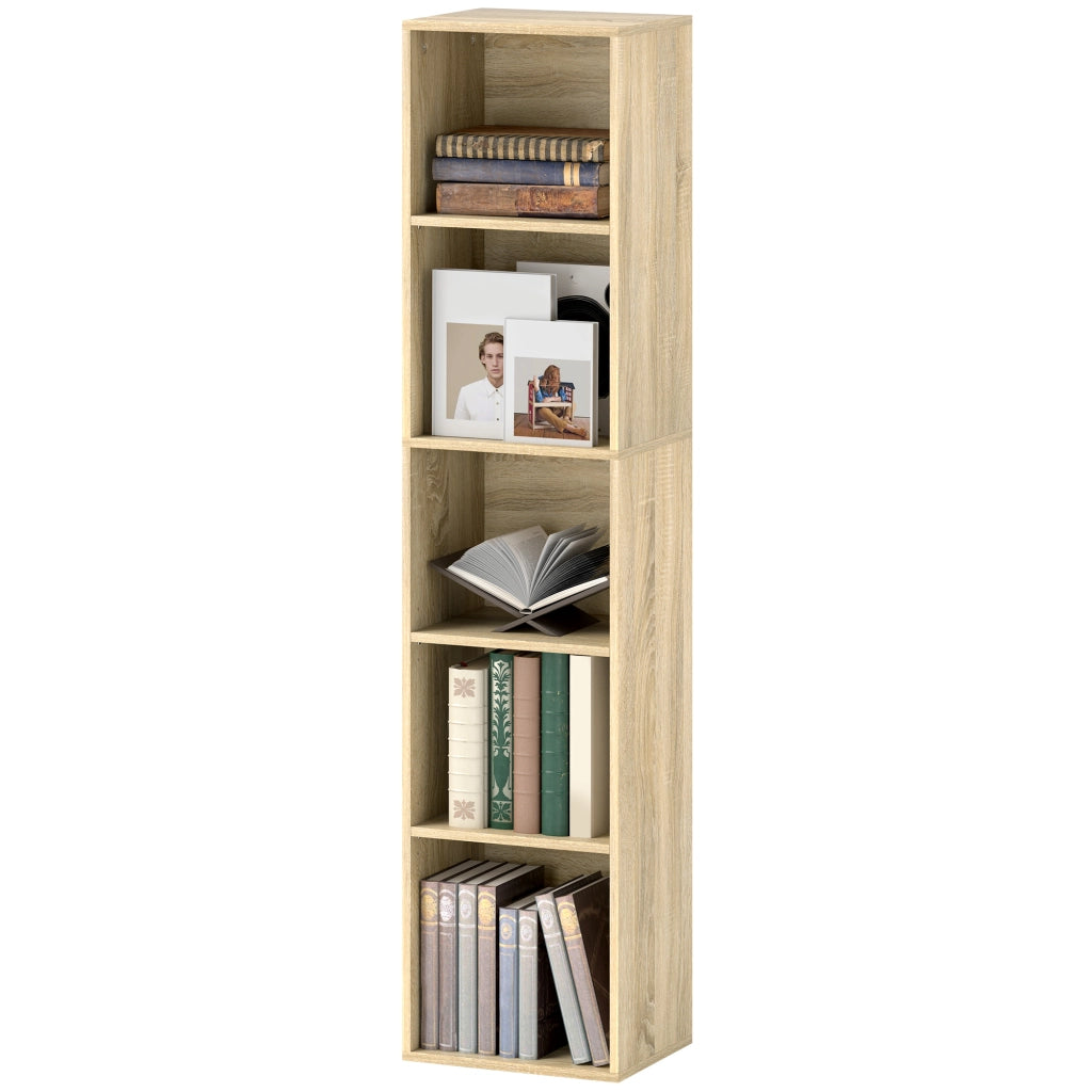 Libreria 5 livelli con ripiani regolabili ¨C zephmum ¨C 30x24x133,5cm, naturale