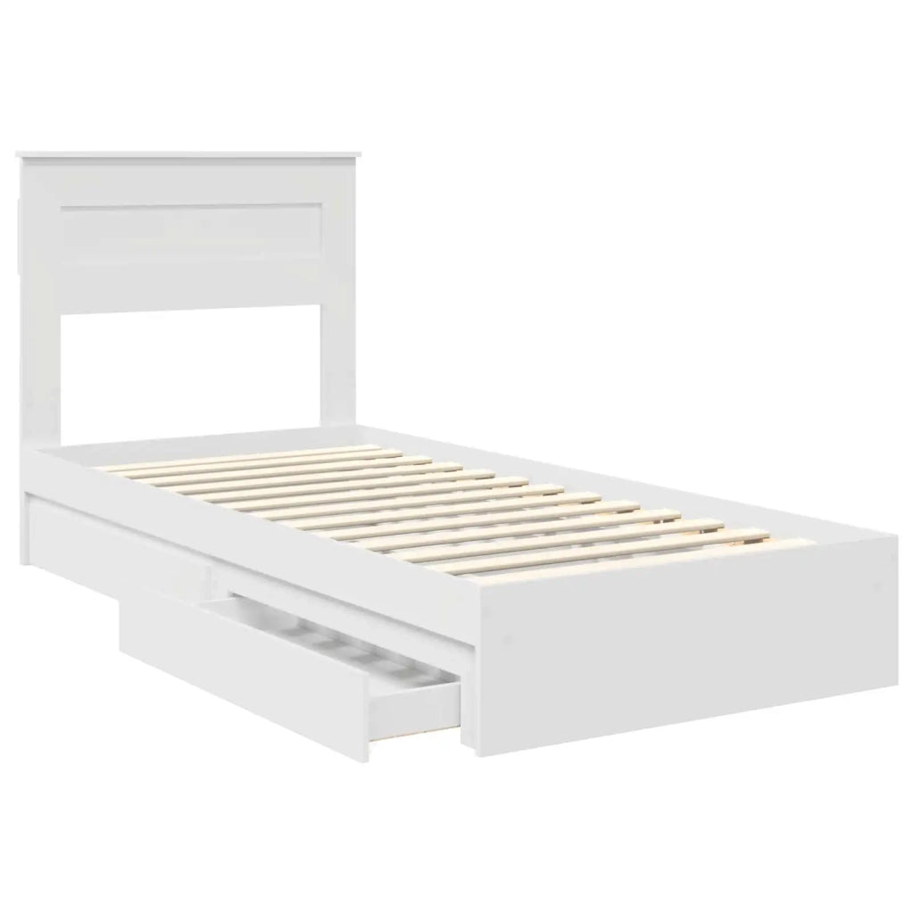 Letto con Contenitore Bianco 75 x 190 cm Legno multistrato