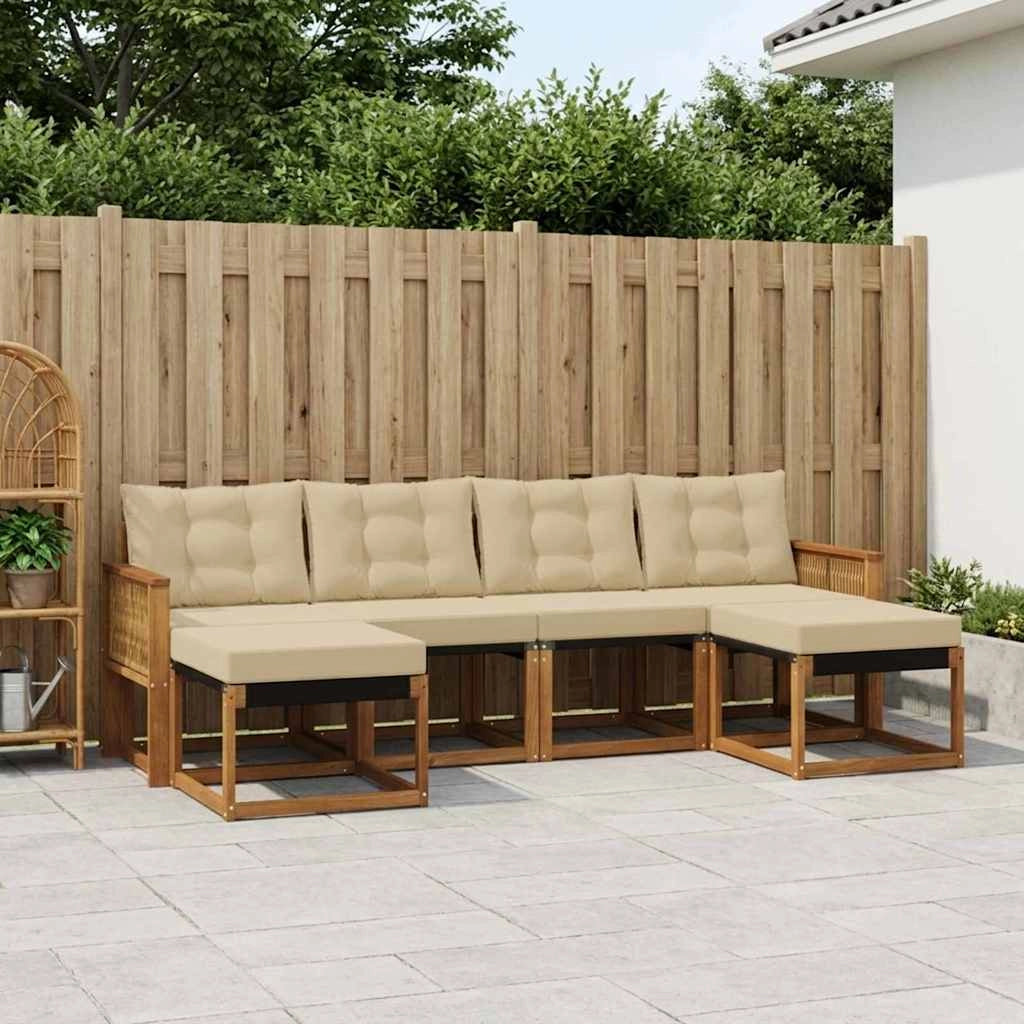 Set di divani da esterno 6 pz Naturale e Beige 3382133
