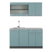 Vicco Cucina monoblocco Blu-grigio/antracite 140 cm , PL Marmo