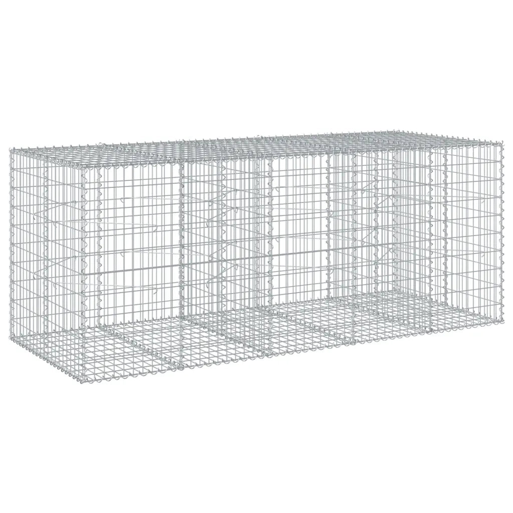 Cesto Gabbione con Copertura 250x100x100 cm in Ferro Zincato 3295193