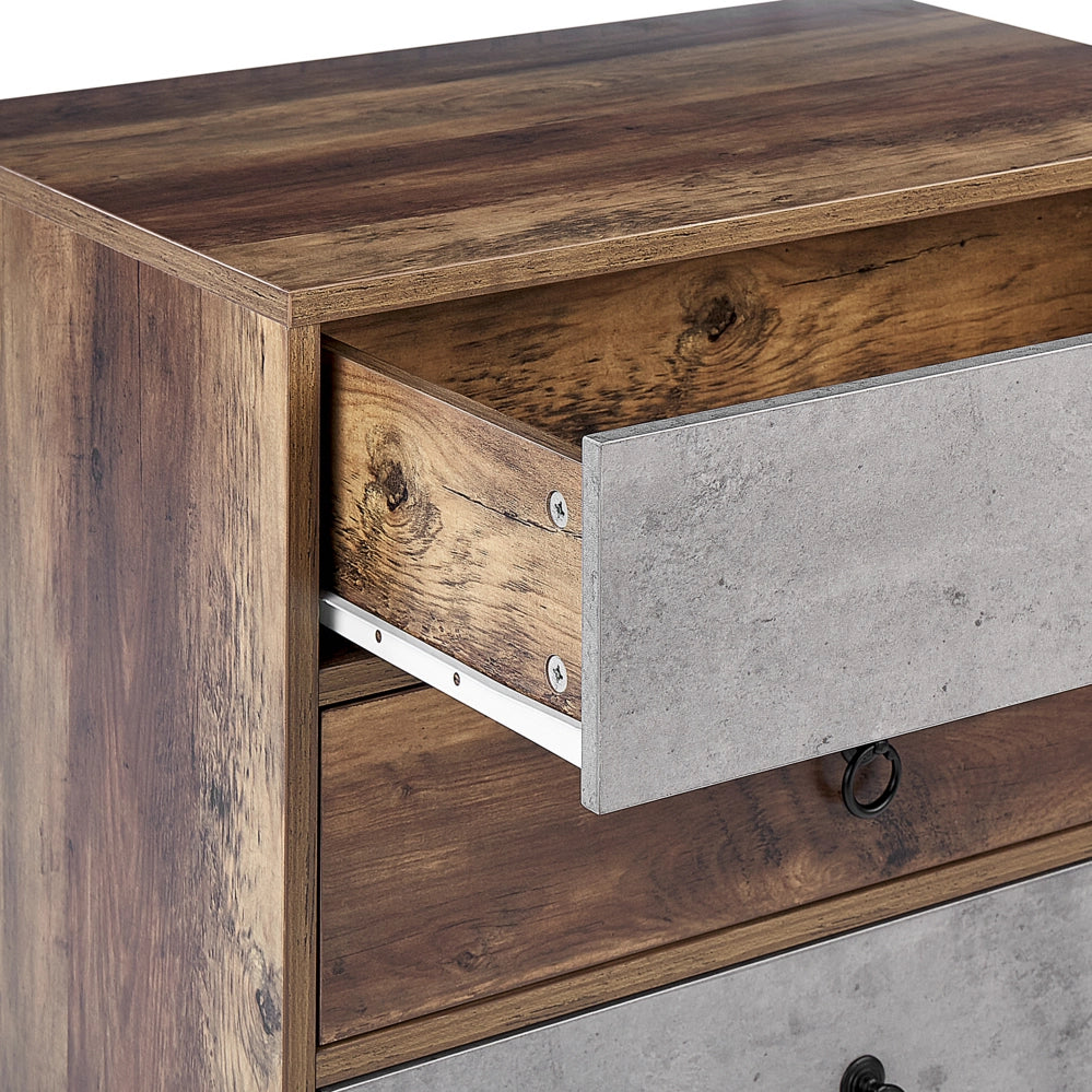 Credenza in legno scuro con truciolare grigio Design rustico Cassettiera con 3 cassetti Soggiorno