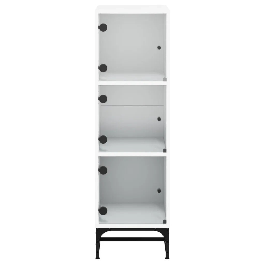 Credenza | Madia | Buffet da pranzo | Armadio da pranzo con Ante in Vetro Bianca 35x37x120 cm
