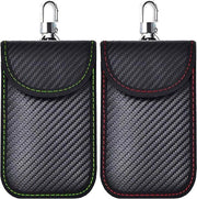 Sistema di protezione per chiavi senza contatto - 2 sacchetti Faraday in carbonio - Blocco segnale per chiavi con protezione - Per auto senza chiave - Sicurezza auto - Kit di protezione contro la ruberia (rosso e verde)