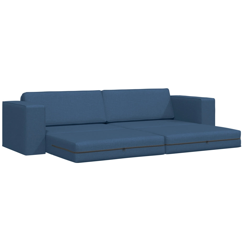 Divano Letto a Terra 2 in 1 Blu 245x150x60.5 cm Tessuto