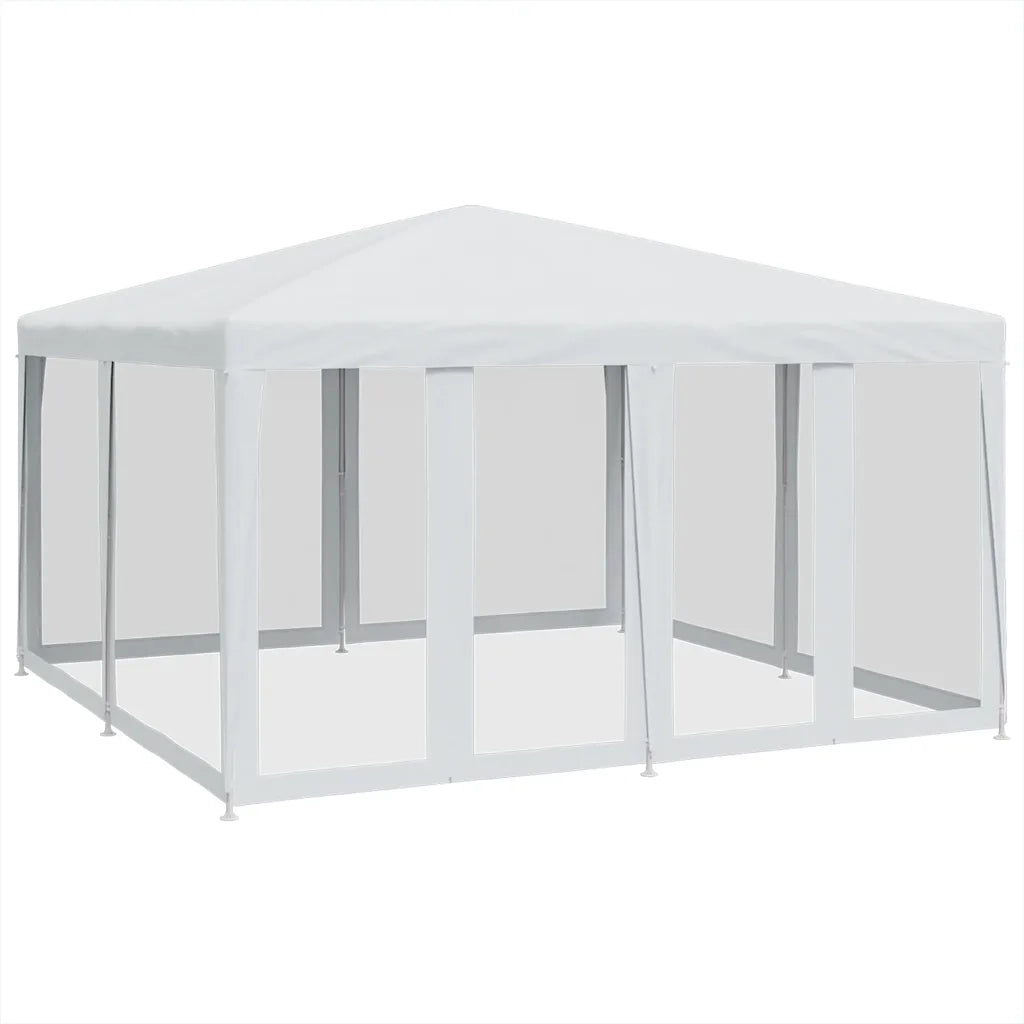 Tenda per Feste con 8 Pareti Laterali in Rete Bianco 4x4 m HDPE