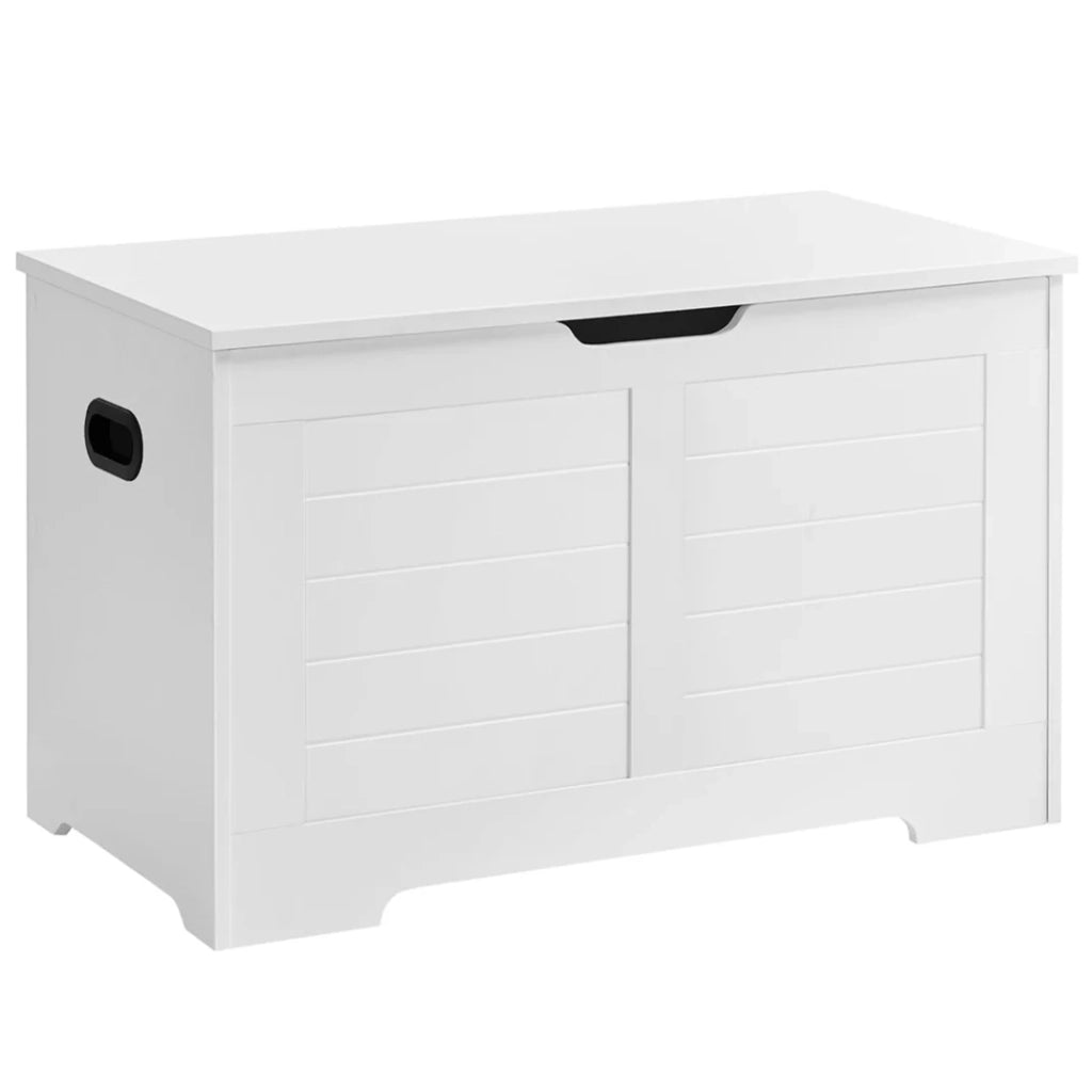 Cassapanca portaoggetti da interno scarpiera pouf panca portaoggetti per bambini con cerniere di sicurezza stile moderno 100 x 40 x 46 cm bianco opaco 12_0005147