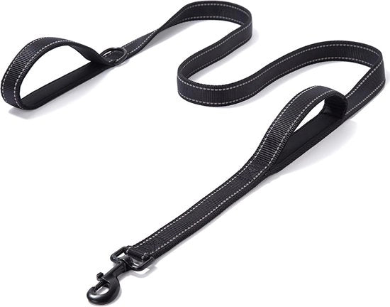 Riem per cani robusto da 150 cm con impugnature a doppio strato, manico di arresto e nylon riflettente, cintura duratura con cinghia di caccia, adatta per cani grandi, medi e piccoli