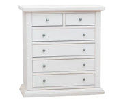 Cassettiera 6 cassetti legno shabby bianco pomolo argento 86x40x96 - Mobili 2G