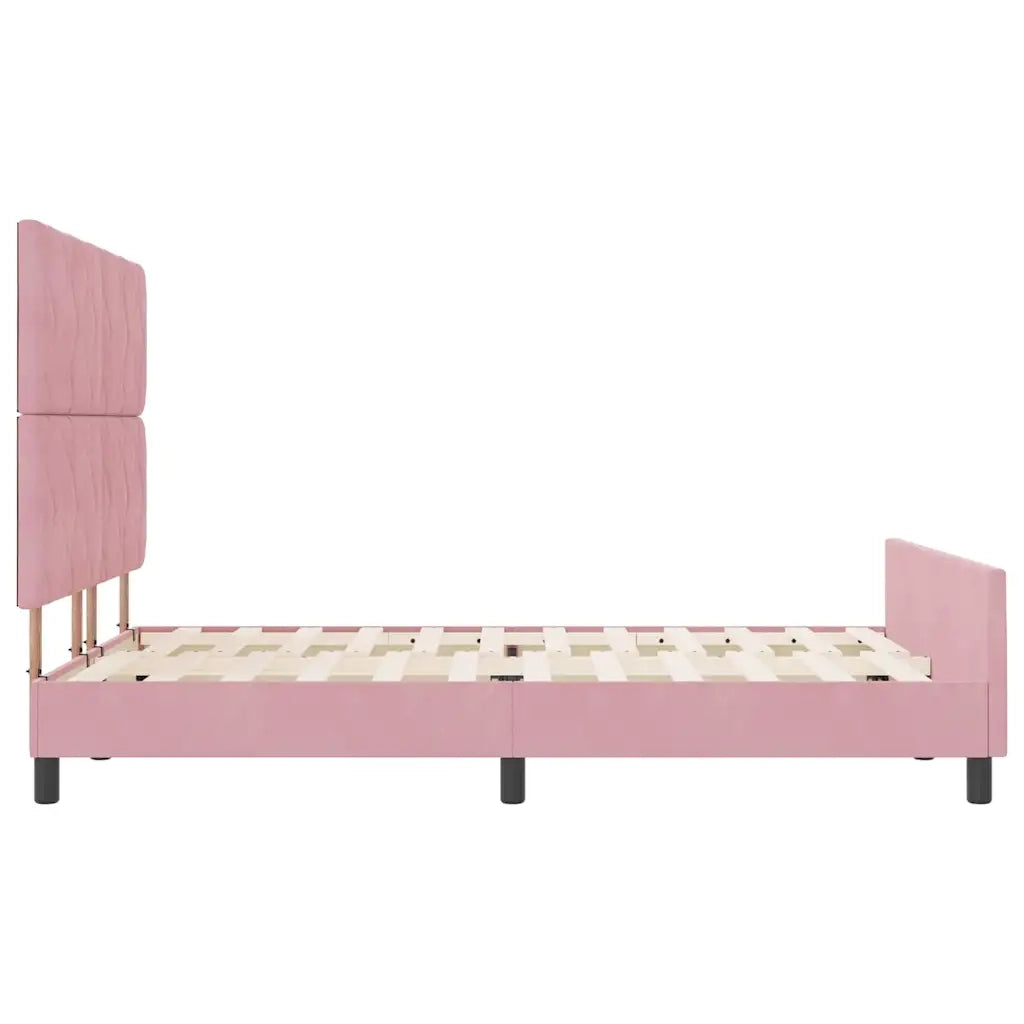 Letto a molle con testiera Rosa 140 x 200 cm Velluto 3345016