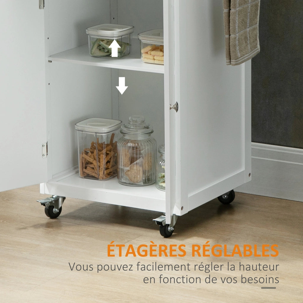 Carrello da cucina con cassetto e ripiani ¨C zephmum ¨C bianco acciaio inox