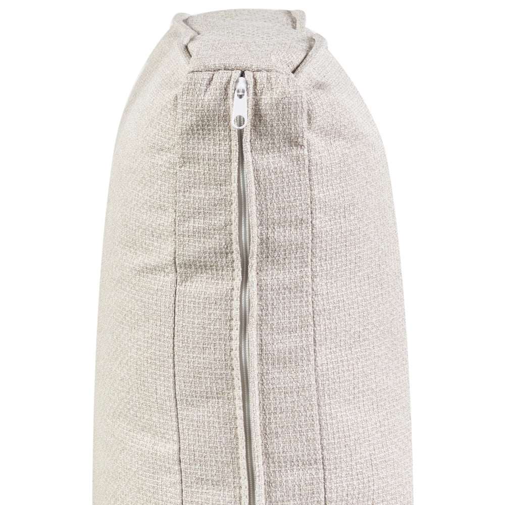 Divano in tessuto beige 3 posti con braccioli e gambe in legno stile moderno