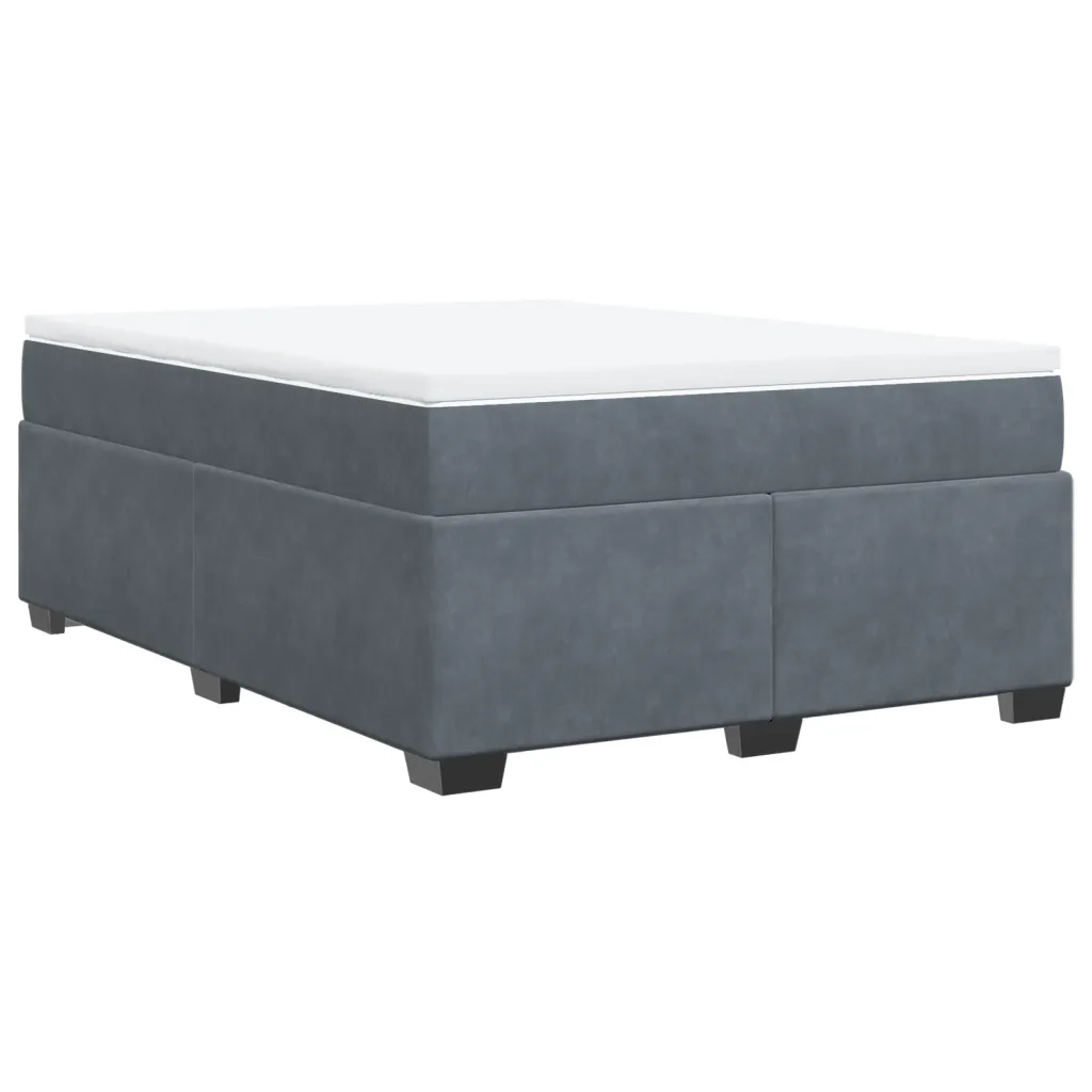 Giroletto a Molle con Materasso Grigio Scuro 140x190 cm Velluto