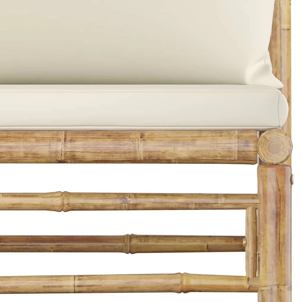 Set di mobili da giardino mobili da esterno 8 pezzi con cuscini bambù bianco crema 02_0017482