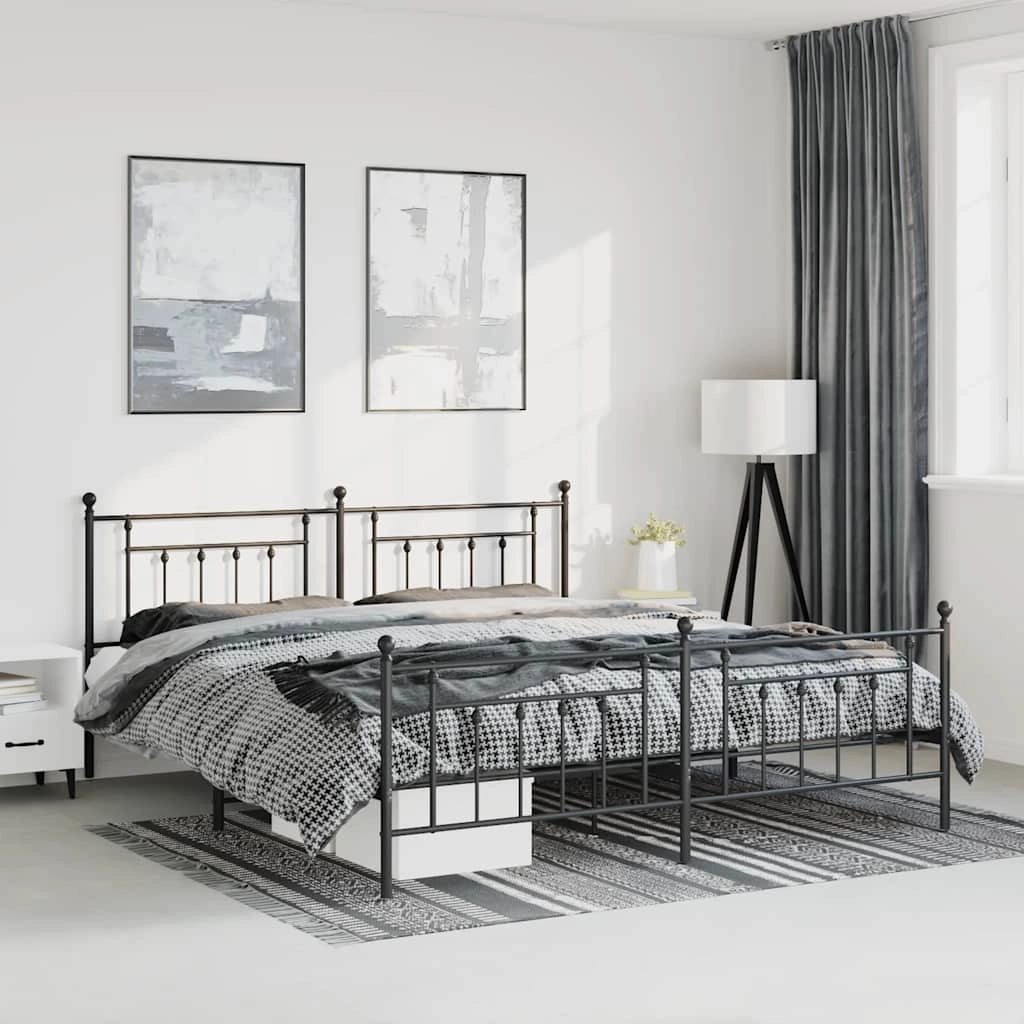 Giroletto con Testiera e Pediera Metallo Nero 193x203 cmcod mxl 129757