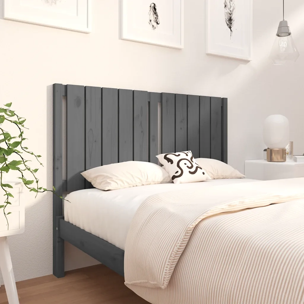 Testiera | Testata per Letto Grigia 125,5x4x100 cm Legno Massello di Pino
