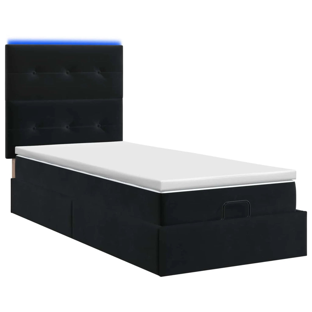 Letto Ottomano con Materasso e LED Nero 80 x 200 cm Velluto 3458267