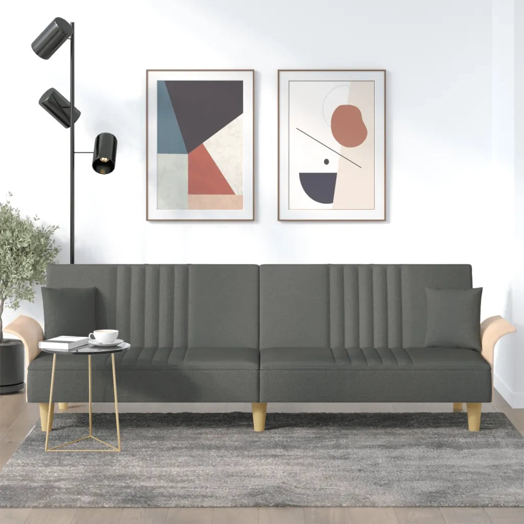 Divano Letto con Braccioli-Sofa Letto-Daybed Grigio Scuro in Tessuto 806609