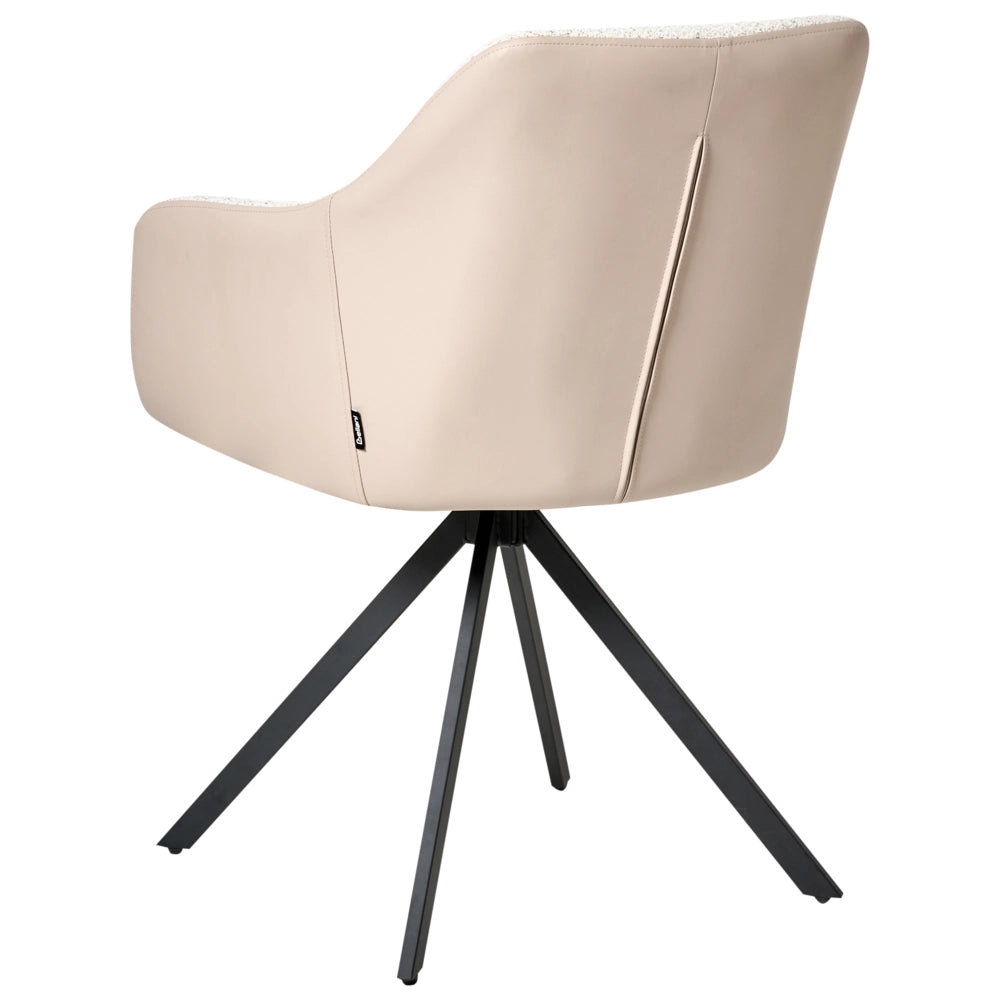 Set di 2 sedie in bouclé beige chiaro e gambe in metallo in ecopelle per la sala da pranzo