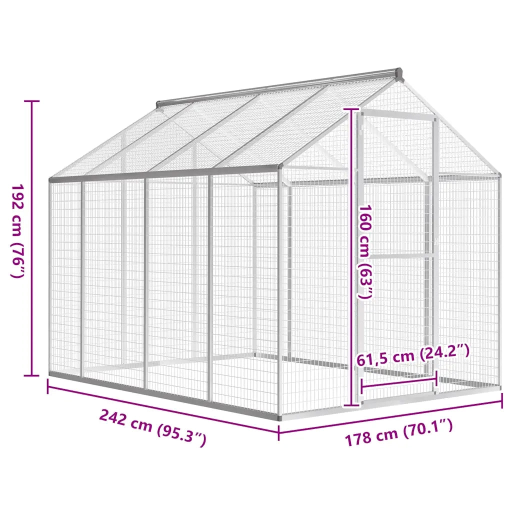 Voliera da Giardino in Alluminio 178x242x192 cm 170349