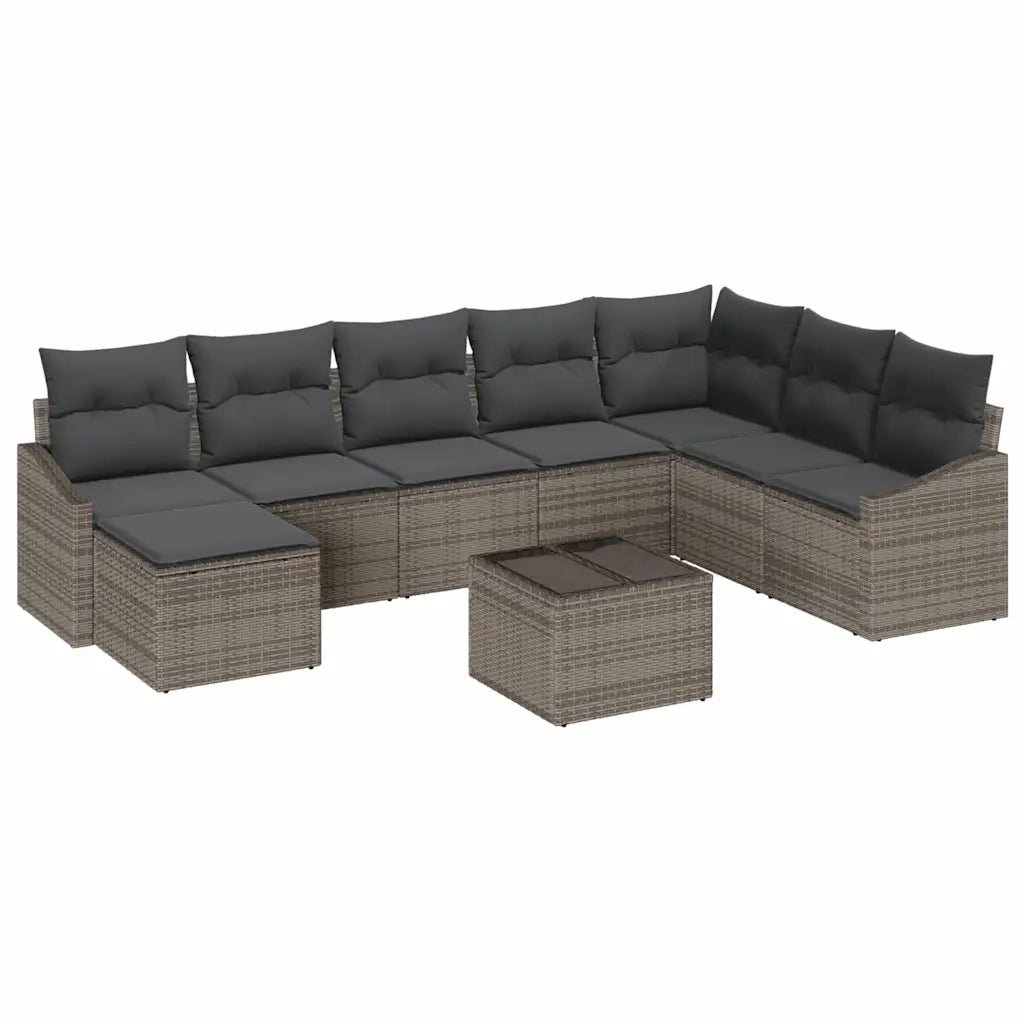 Set di divani con cuscino 9 pcs Grigio polyrattan 3346849