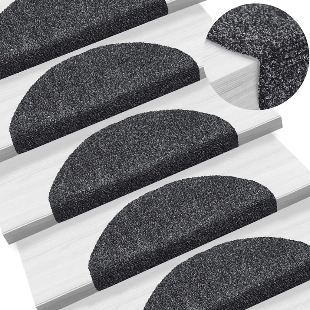 Tappetini per scale autoadesivi 5 pz 65x21x4 cm Grigio scuro Semicircolari Grandi 149700