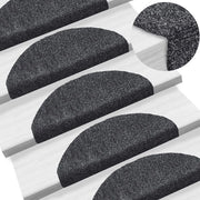 Tappetini per scale autoadesivi 5 pz 65x21x4 cm Grigio scuro Semicircolari Grandi 149700