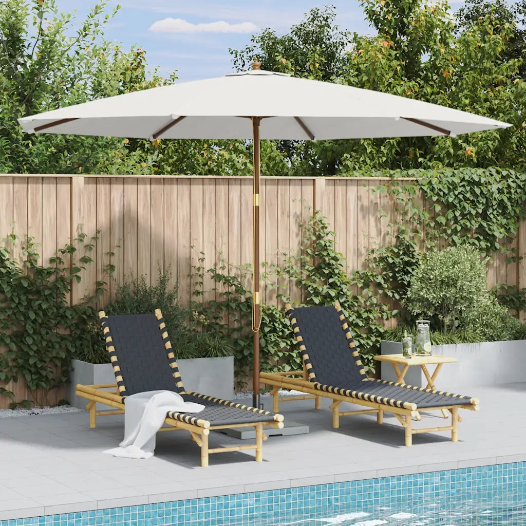 Ombrellone da Esterni con Palo in Legno 350 cm Bianco Sabbia 44527