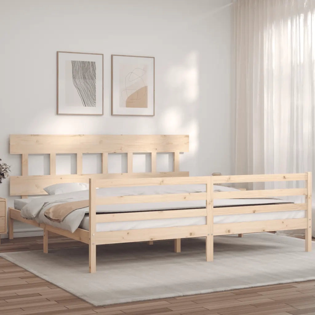 Giroletto con Testiera-Struttura Letto con testiera 200x200 cm in Legno Massello 248053