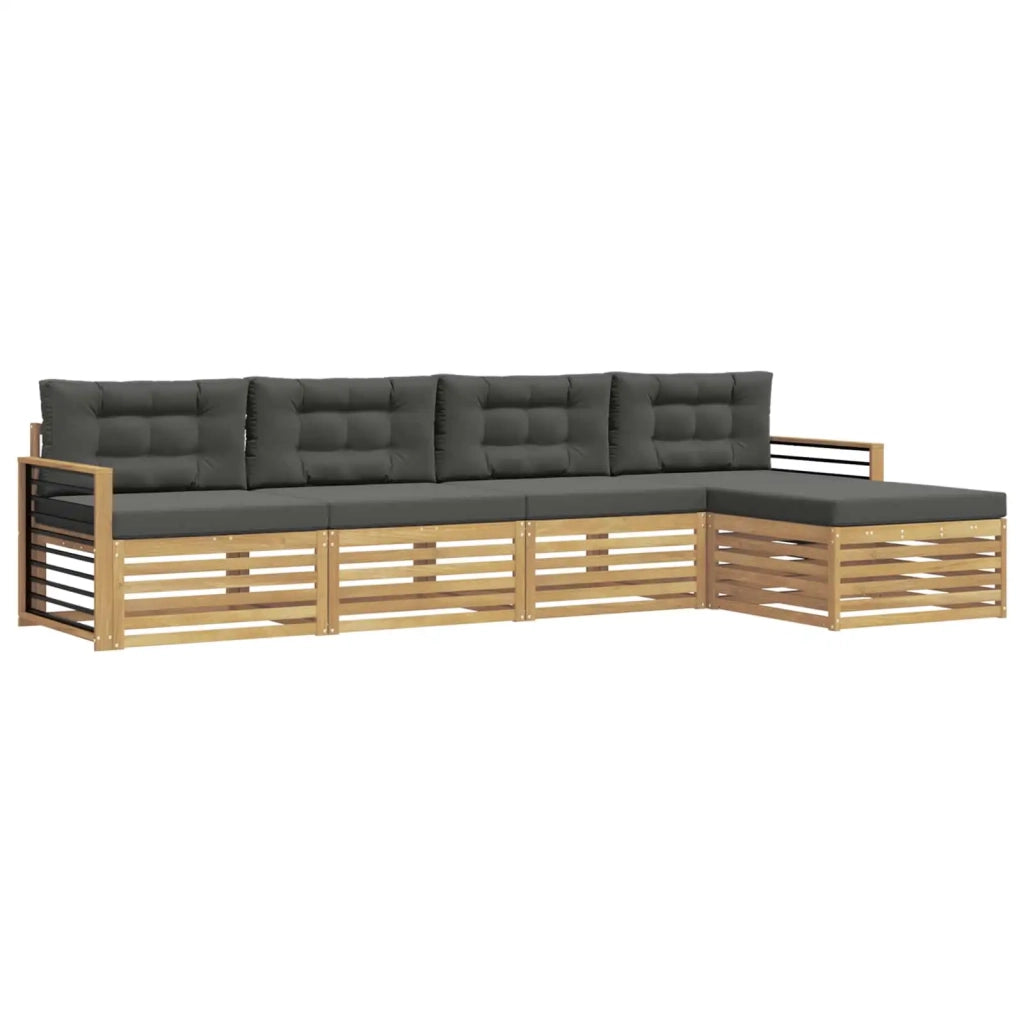 Set di divani da esterno 5 pz Bianco e Antracite Poliestere 3390337