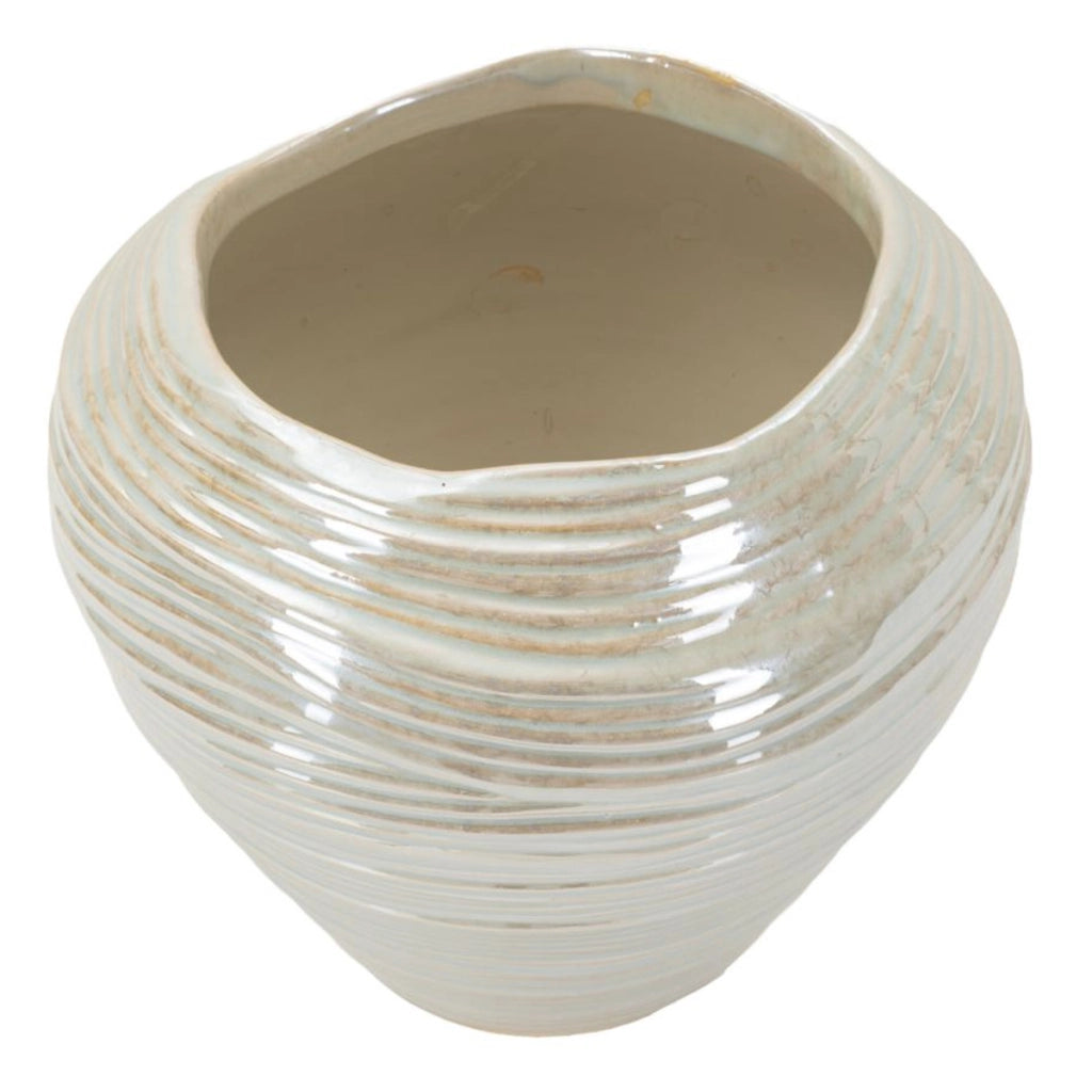 Vaso Decorativo VKH845, Bianco, Ceramica, 22x22x20 cm