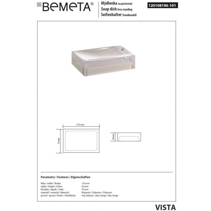 VISTA Portasapone da Tavolo in Resina Beige 11 x7 x3 cm