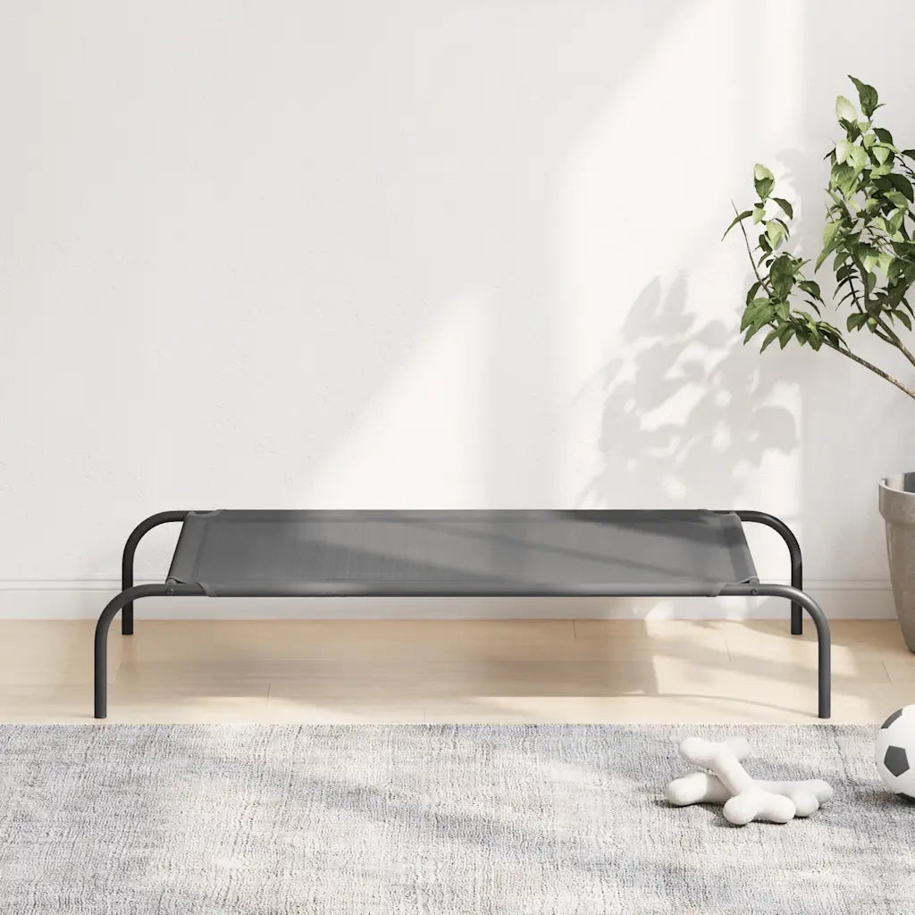 Cuccia per Cani Rialzata Grigia 110x65x20cm Textilene e Acciaio