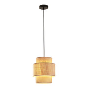 Lampada da terra a sospensione E27 diametro 29 cm effetto rattan nero 03_0010731