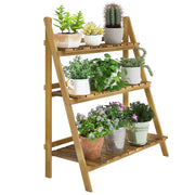 Scaffale per Piante 3 Livelli Pieghevole ¨C Zephmum ¨C Legno Naturale 80x37x93 cm