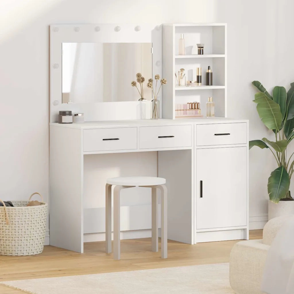 Tavolo da Trucco con cassetto 2 pcs Bianco Legno multistrato 3334263
