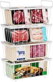 Contenitori Congelatori Stacking - 4 Pezzi - Maniglia Laterale - Organizzazione Cibo - Accesso Facile - Massimizzazione Spazio Congelatore - Contenitore Congelatore