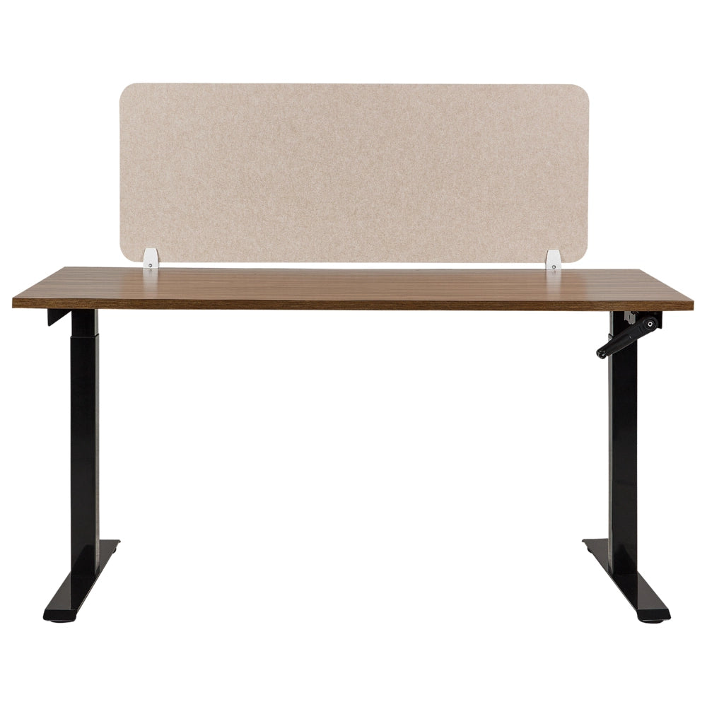 Schermo da tavolo Beige PET Board Copertura in tessuto 120 x 50 cm Schermo acustico Morsetti di montaggio modulari Casa Ufficio