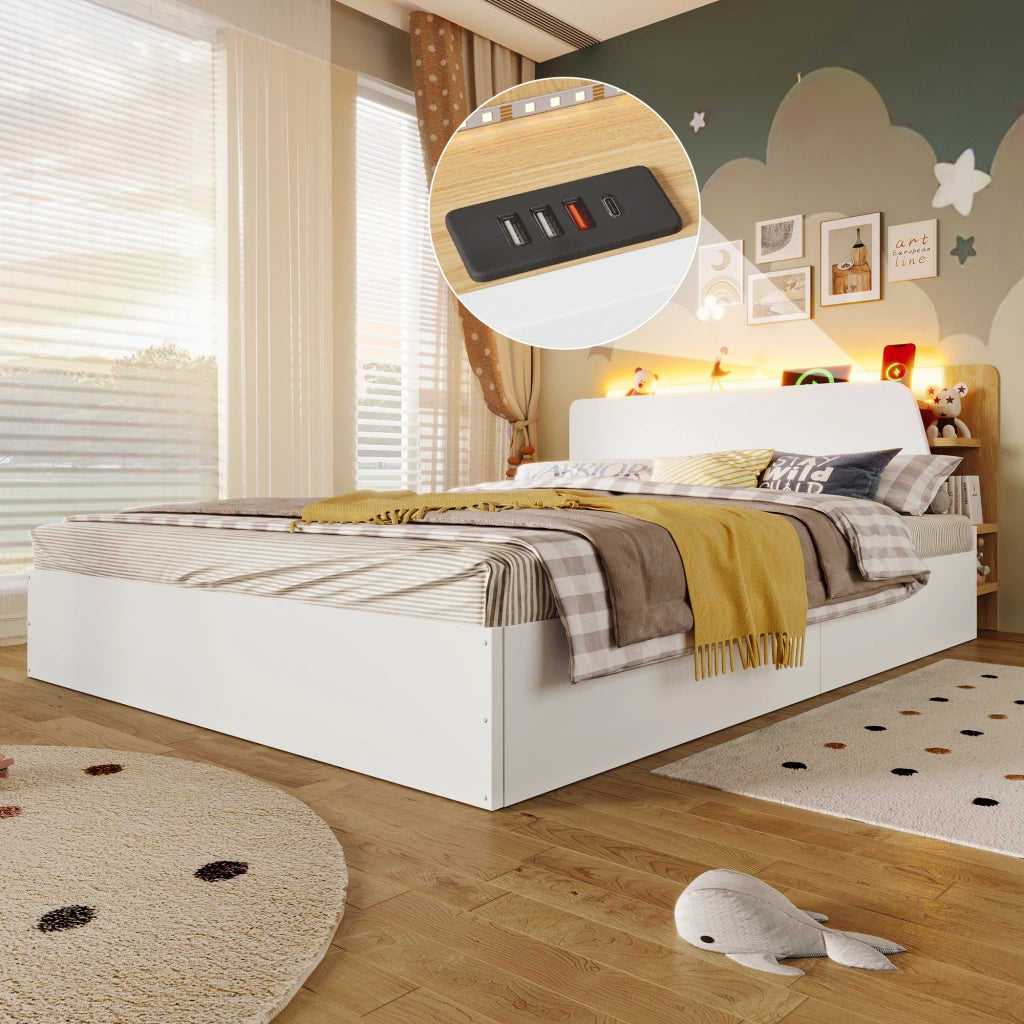 letto a panelli pino bianco naturale 140 x 200 cm