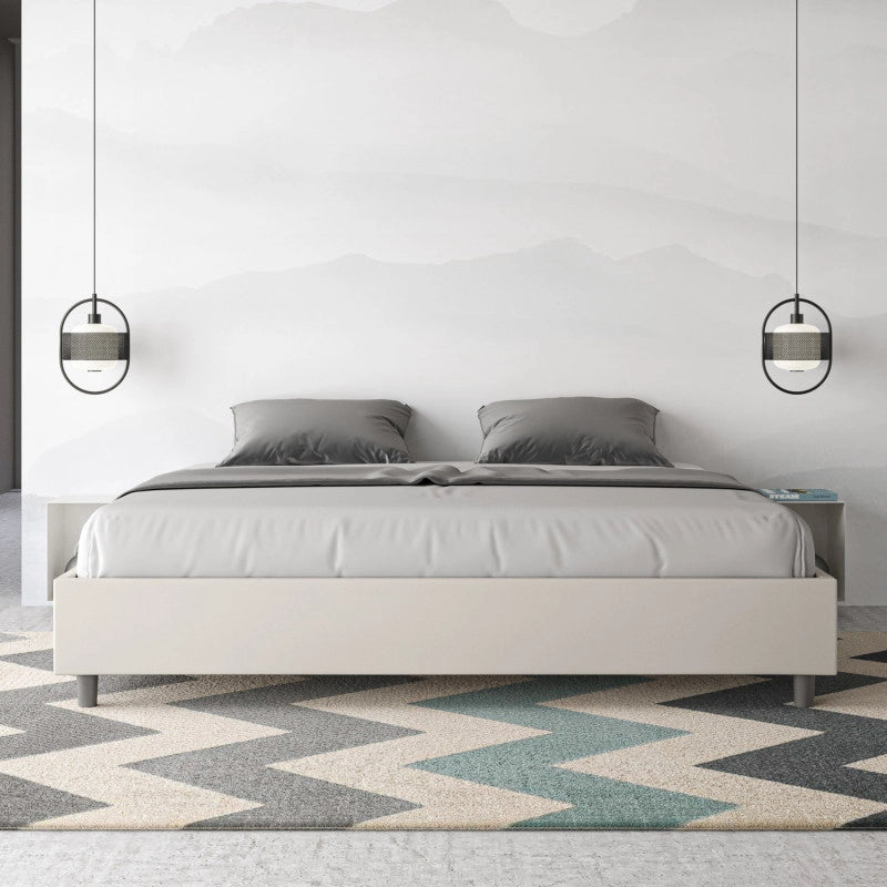 Letto imbottito Matrimoniale 200x200 cm Azelia - Bianco,Similpelle,Con rete