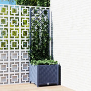 Fioriera da giardino con traliccio-Vaso da Esterno-Vaso con Griglia blu grigio 40x40x136 cm PP