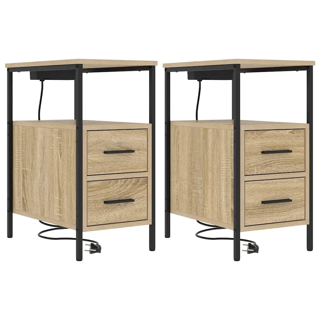 Set di 2 Comodini | Armadio da Notte | Mobiletto da notte Rovere Sonoma 30 x 48 x 61 cm