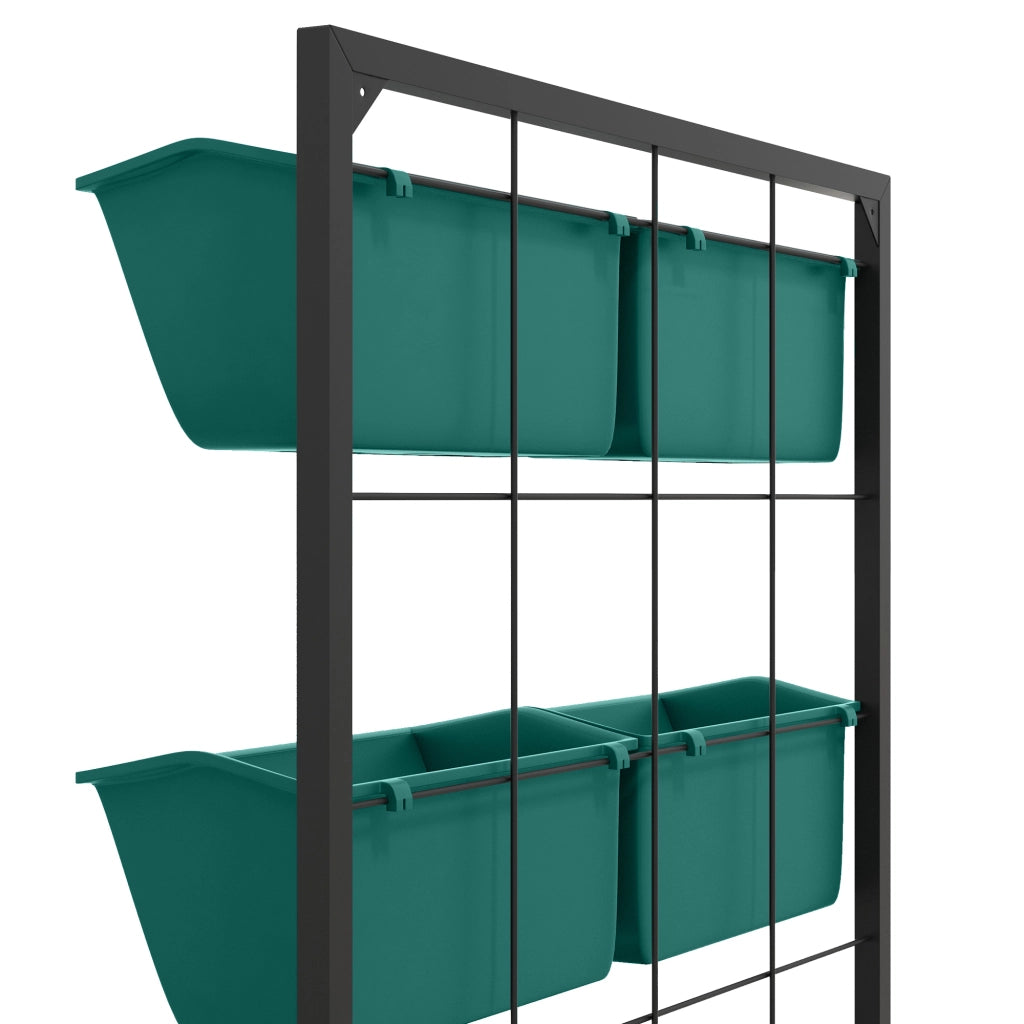 Orto Verticale da Parete a 3 Livelli 52x14x66 cm con 6 Vasi in Acciaio e Plastica Verde