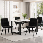 Set tavolo da pranzo nero con 4 sedie imbottite in velluto