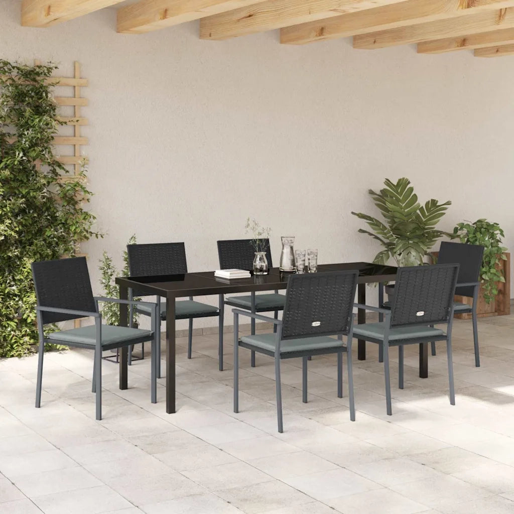 Set da Pranzo per Giardino 7 pcs Nero e Grigio Chiaro 3379077