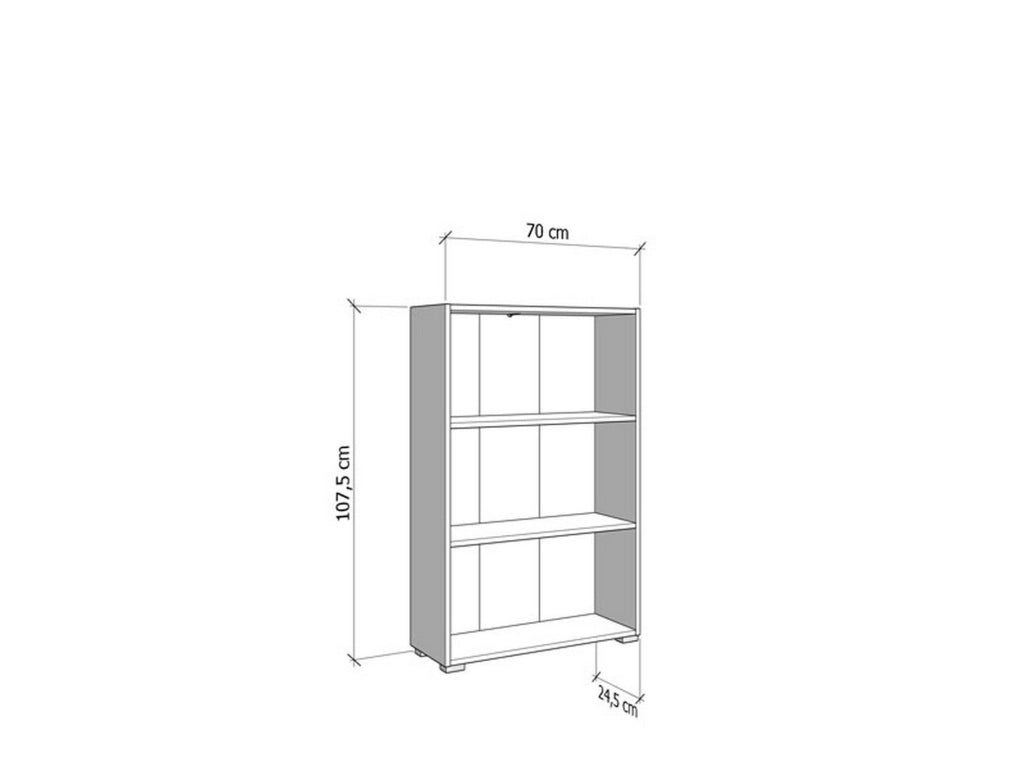 Biblioteca Moiano, Libreria 2 Ripiani, 70x24.5x107.5h cm Marrone Rovere Grigio