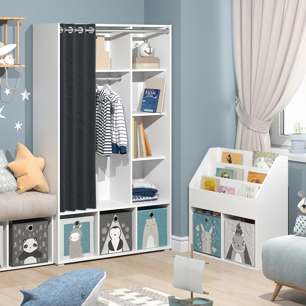 Vicco Guardaroba per bambini Bianco 105.8 x 178.1 cm con appendiabiti a tenda